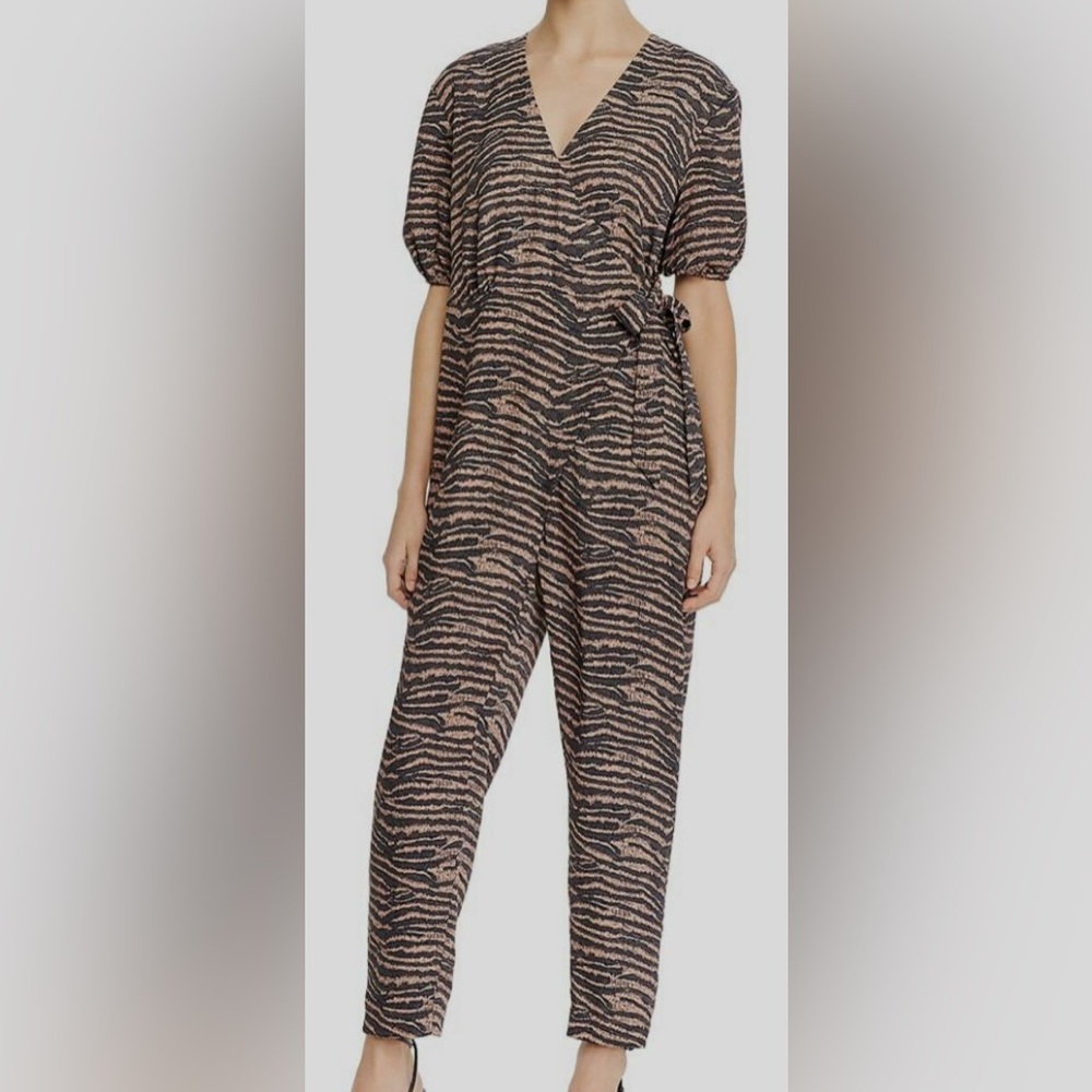Joie Animal Print V-Neck Jumpsuit